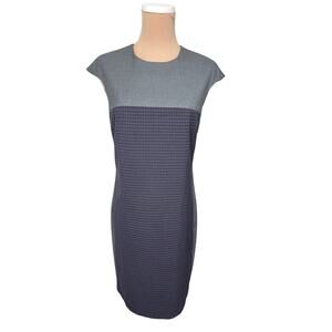 Stile Benetton Grey & Plaid Sheath Dress XS Light Academia Italian Design